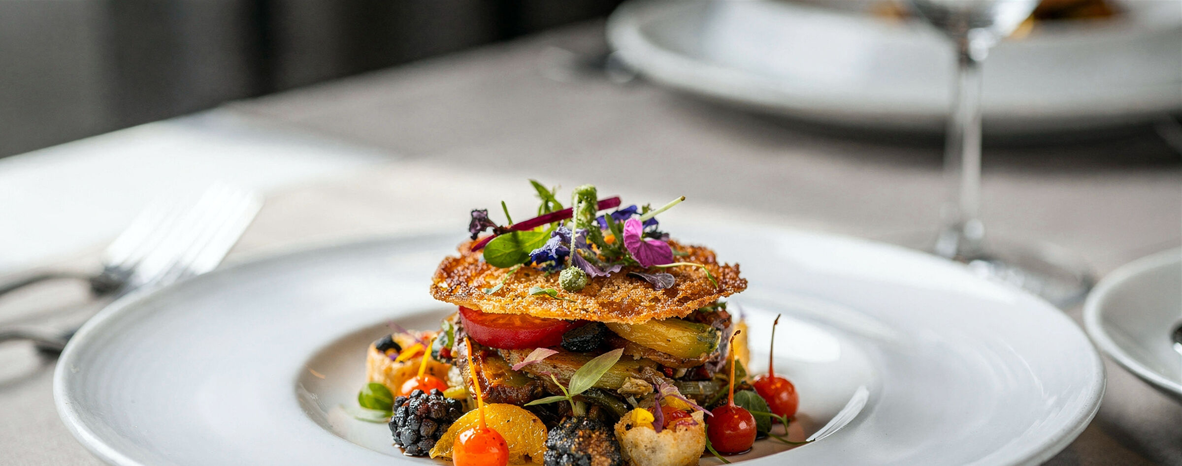 Chef-prepared plate of colorful seasonal vegetables